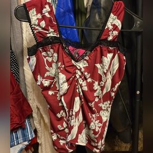 Demi Loon Retro Floral Top NWT Sz 2X